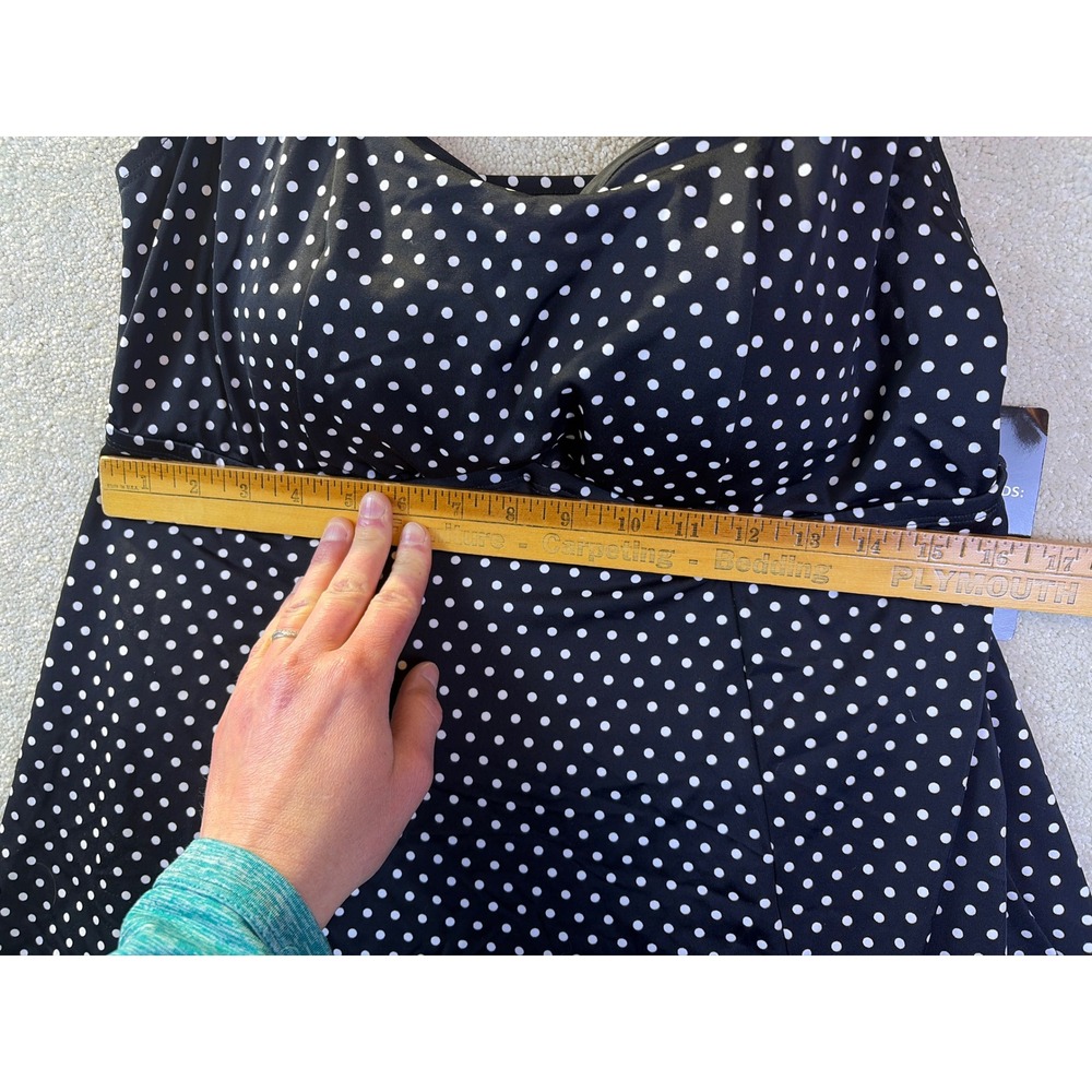 Swimsuits For All Swim Dress Women 16 Black White Polka Dot Retro One Piece NWOT - Picture 9 of 9